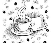 Coloriage Caf&eacute; avec motifs