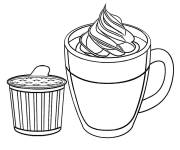 Coloriage Caf&eacute; cappuccino avec de la cr&egrave;me