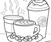 Coloriage Café chaud Starbucks réaliste