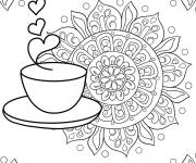Coloriage Café mandala facile