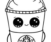 Coloriage Caf&eacute; Starbucks avec un visage