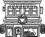 Coloriage Cafeteria, maison du caf&eacute;