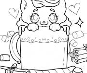 Coloriage Chat mignonne dans une tasse à café