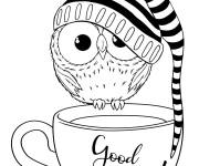 Coloriage Chouette et caf&eacute;