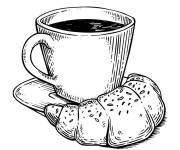 Coloriage Croissant et caf&eacute;