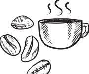 Coloriage Des grains et une tasse de caf&eacute;