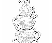 Coloriage Des tasses de caf&eacute; &agrave; colorier