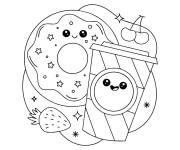 Coloriage Dessert et caf&eacute; Kawaii