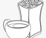 Coloriage Dessin caf&eacute; avec grains de caf&eacute;