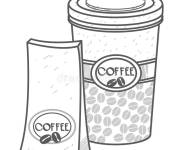 Coloriage Goblet avec un sachet de grains de caf&eacute;