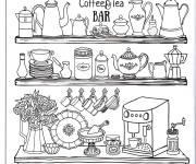 Coloriage Ici on pr&eacute;pare du caf&eacute;