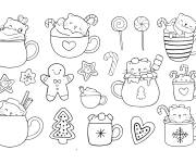 Coloriage Illustration caf&eacute; pendant le no&euml;l
