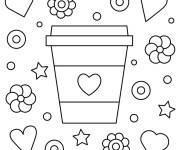 Coloriage L'amour de caf&eacute;