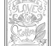 Coloriage L'Amour du caf&eacute; chaud
