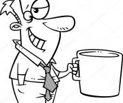 Coloriage l'homme aime vraiment boire plus de caf&eacute;