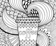 Coloriage Mandala caf&eacute; &agrave; t&eacute;l&eacute;charger