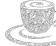 Coloriage Mandala caf&eacute; en couleur