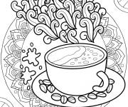 Coloriage Mandala de café avec des grains