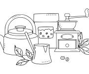 Coloriage Outils pour cr&eacute;er de caf&eacute;
