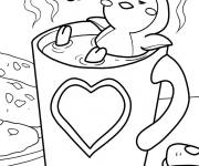 Coloriage Pingouin se baignant dans du caf&eacute; chaud