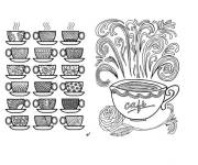 Coloriage Plusieurs caf&eacute;s avec latte art