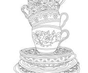 Coloriage Plusieurs tasses de caf&eacute;