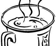Coloriage Profitez de la saveur du caf&eacute; chaud