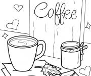 Coloriage Tasse &agrave; caf&eacute; &agrave; c&ocirc;t&eacute; du pot de miel