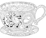 Coloriage Tasse &agrave; caf&eacute; difficile