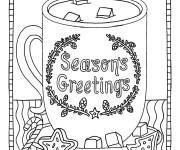 Coloriage Tasse &agrave; caf&eacute; pour le Noel