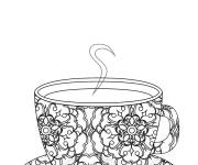 Coloriage Tasse de caf&eacute; art pour adulte