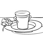 Coloriage Tasse de caf&eacute; avec une fleur