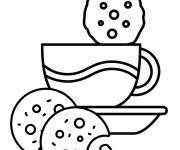 Coloriage Tasse de caf&eacute; et de Biscuit