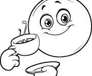 Coloriage et dessins gratuit Un Smiley en buvant un café Espresso à imprimer