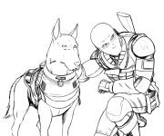 Coloriage Call of duty soldat avec chien de guerre