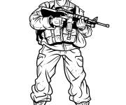 Coloriage Call of Duty soldat pr&ecirc;t &agrave; attaquer
