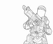 Coloriage Combattant de Call of Duty avec une grande casque