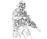 Coloriage Combattant de Call of Duty pr&ecirc;t pour la guerre