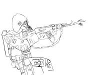 Coloriage Combattant de Call of Duty tire le feu