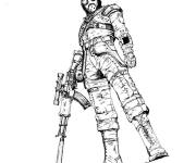 Coloriage Combattant de troisi&egrave;me guerre mondiale Call of Duty