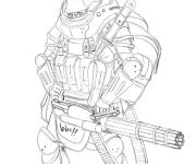 Coloriage La mitrailleuse du monstre guerrier de Call of Duty