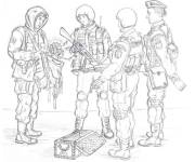 Coloriage Les combattants de Call of Duty trouvent un tr&eacute;sor