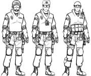 Coloriage Sergent junior, sergent et lieutenant de Call of Duty