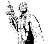 Coloriage Soldat apr&egrave;s le combat