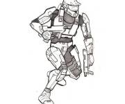 Coloriage Soldat avec deux pistolets