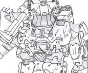 Coloriage Soldat avec un outil de camouflage