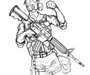 Coloriage Soldat de Call of Duty avec un masque de gaz