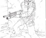 Coloriage Soldat de Call of Duty et le cri pour le renfort