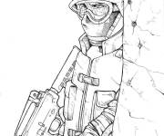 Coloriage Soldat de Call of Duty supervise le terrain