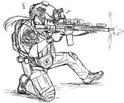 Coloriage Soldat f&eacute;minine de Call of Duty Manga